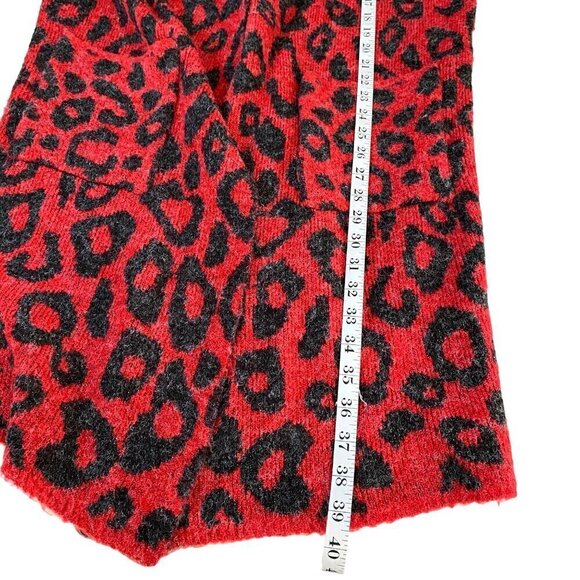 Joseph A Long Sleeve Open Front Duster Sweater Modern Leopard in Red/Gray Sz XS - Picture 8 of 8